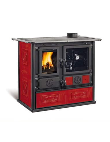 STUFA A LEGNA ROSA 5.0 VST - CERAMICA BORDEAUX