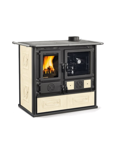 STUFA A LEGNA ROSA 5.0 VST - CERAMICA PANNA
